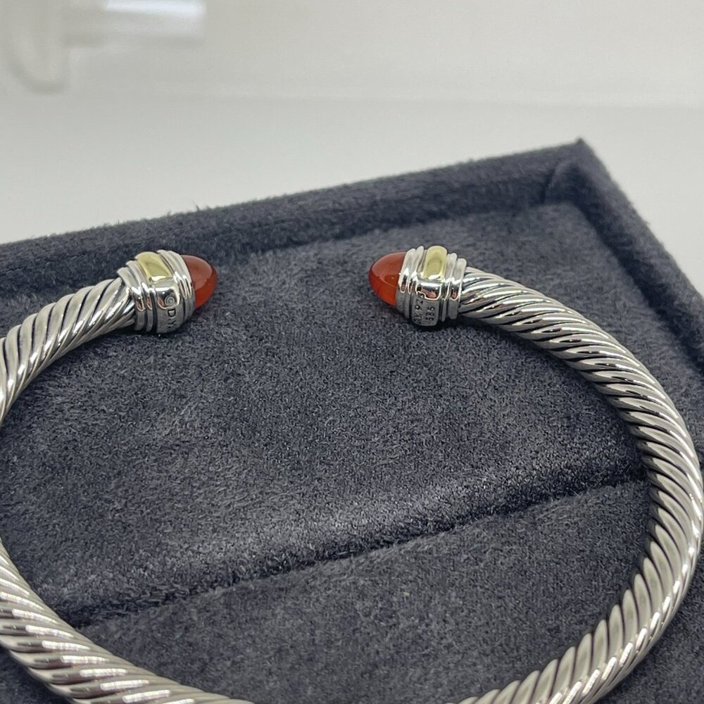David Yurman Classic Cable 5mm Bracelet with Sterling Silver and Carnelian - Picture 9 of 10